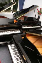 pianos in showroom